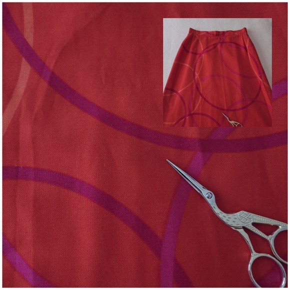 Vintage Swedish Brand Rudholms Bold Red-Orange Full Length Cotton Skirt SMALL - Picture 5 of 12